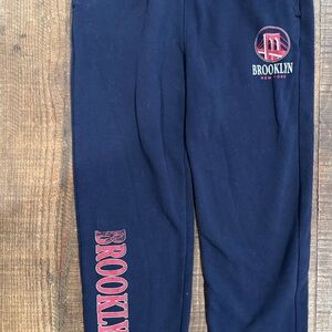 Abercrombie Kids Black Joggers with Red Brooklyn Print